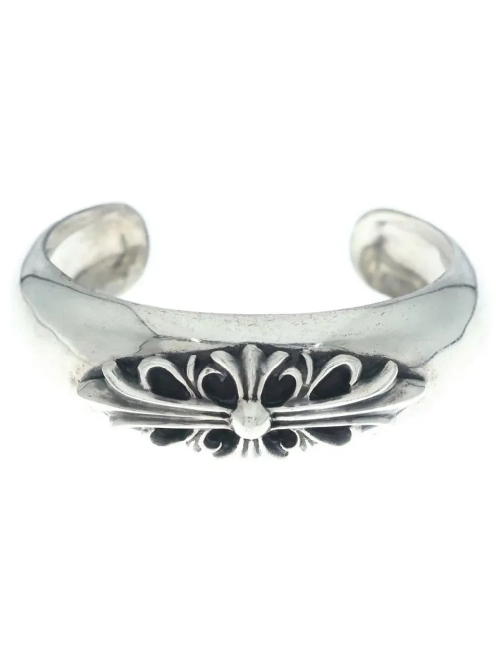 Chrome Hearts Floral Cross Cuff Bangle Bracelet Silver
